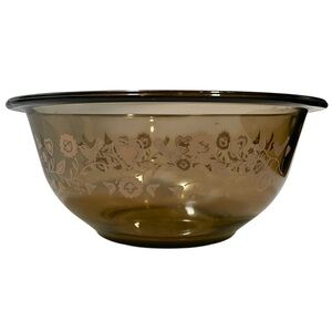 Vintage 1980s Pyrex Festive Harvest Bird Brown Mixing Bowl #322 - 1 L Glass USA
